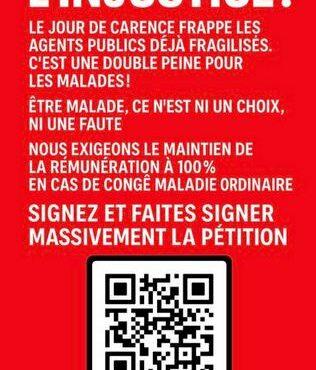 Jour de carence, baisse des indemnisations congés maladie : pétition intersyndicale