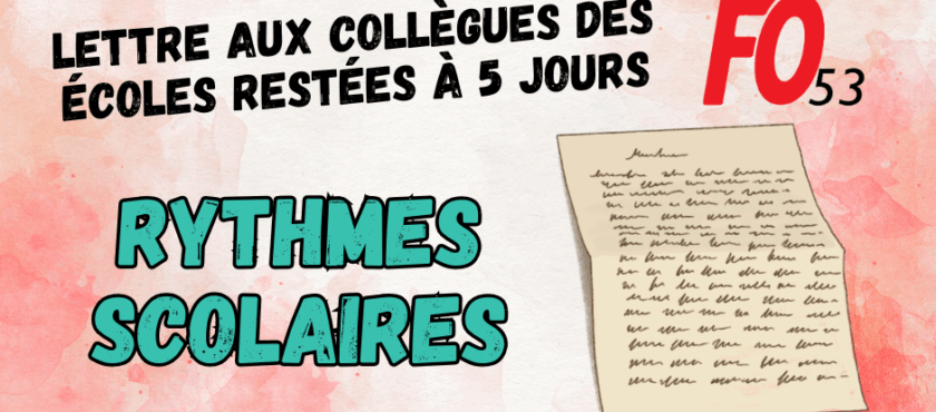 lettre aux collègues des écoles restées à 5 jours