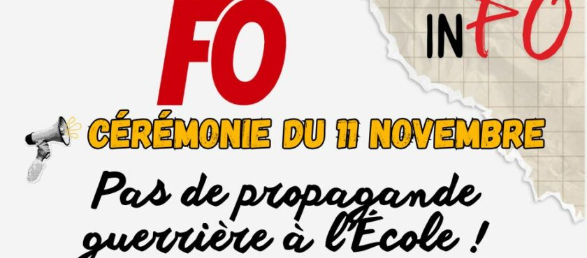 Cérémonie du 11 novembre : Pas de propagande guerrière à l’École !